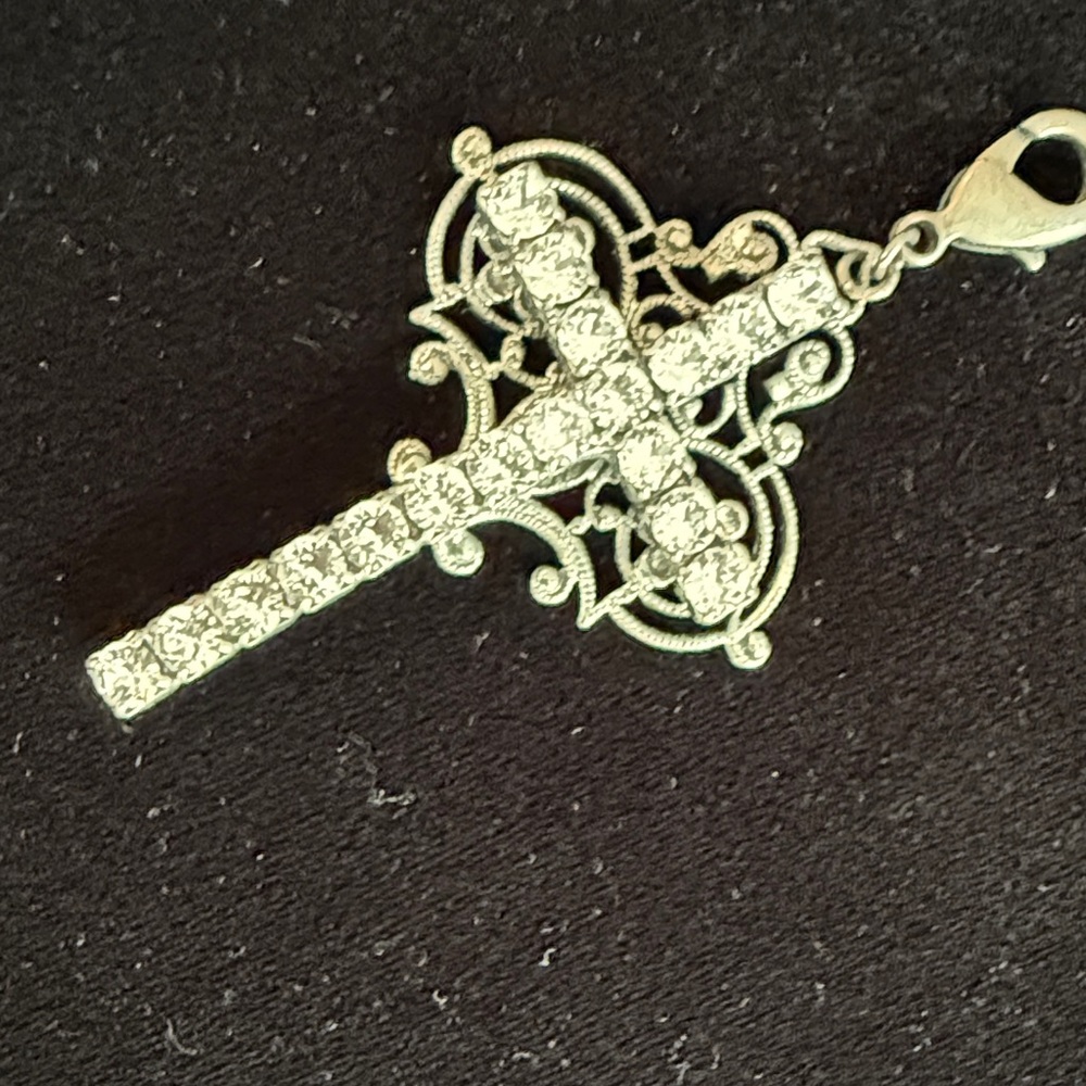 Sabika - Silver Cross Pendant with Crystals